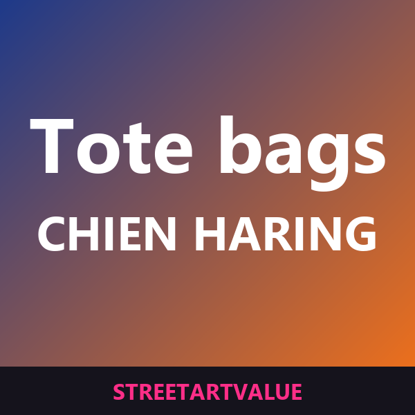 Tote bags chien Keith Haring sur Amazon