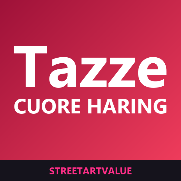 Tazze cuore Keith Haring su Amazon