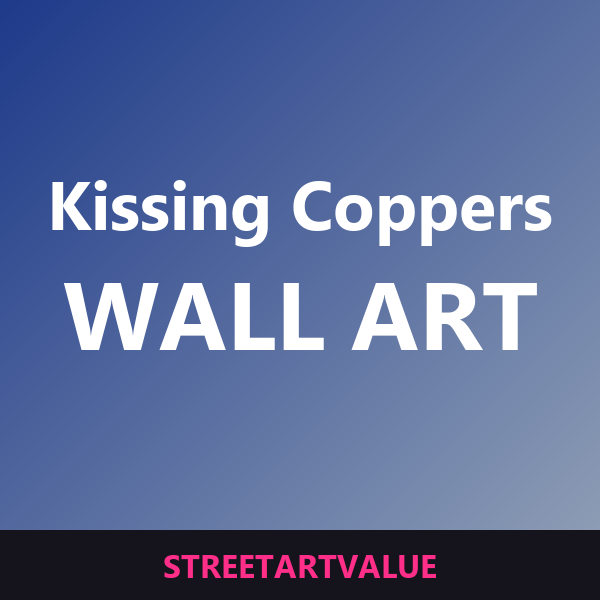 Kissing Coppers wall art on Amazon