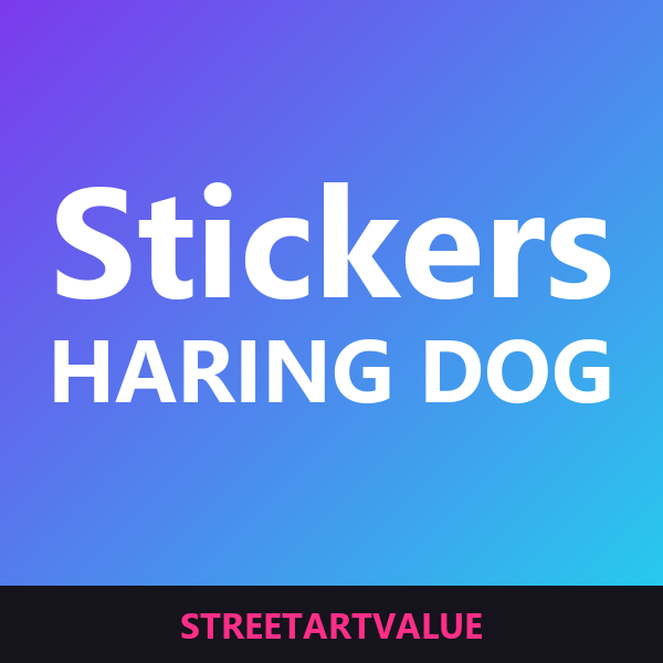 Keith Haring dog stickers on Amazon