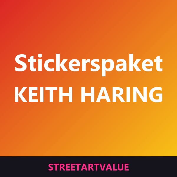 Keith Haring-klistermärken i paket på Amazon